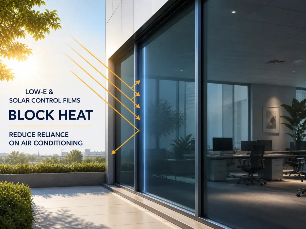 Low-E and solar control films, reduce heat